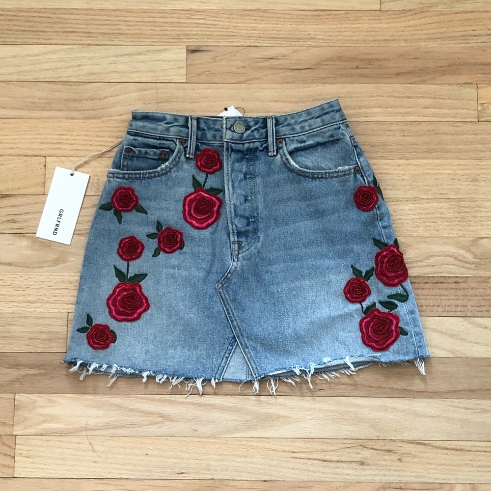 GRLFRND The Milla Denim Rose Skirt